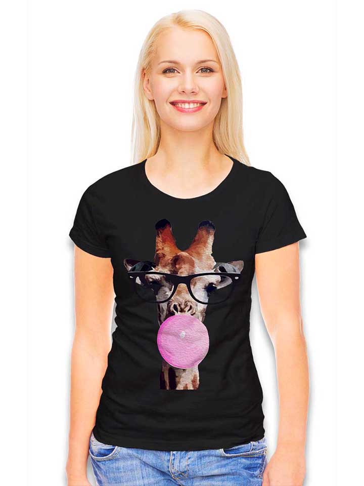 giraffe-bubblegum-damen-t-shirt schwarz 2