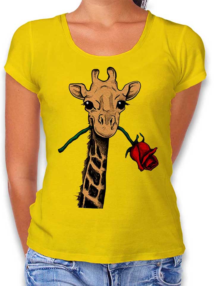 Giraffe Rose Damen T-Shirt gelb L