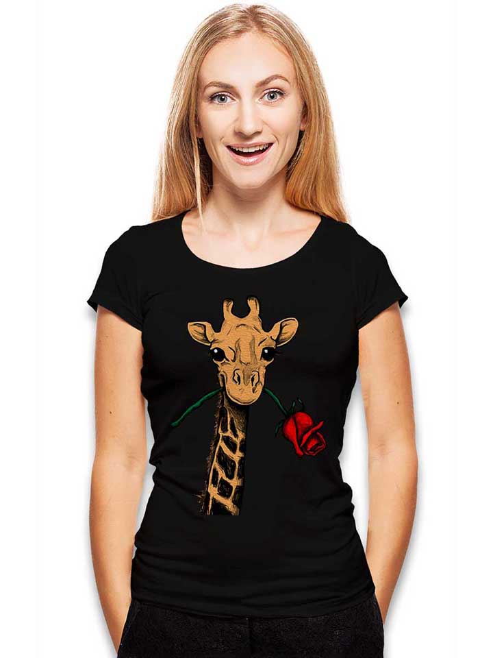 giraffe-rose-damen-t-shirt schwarz 2
