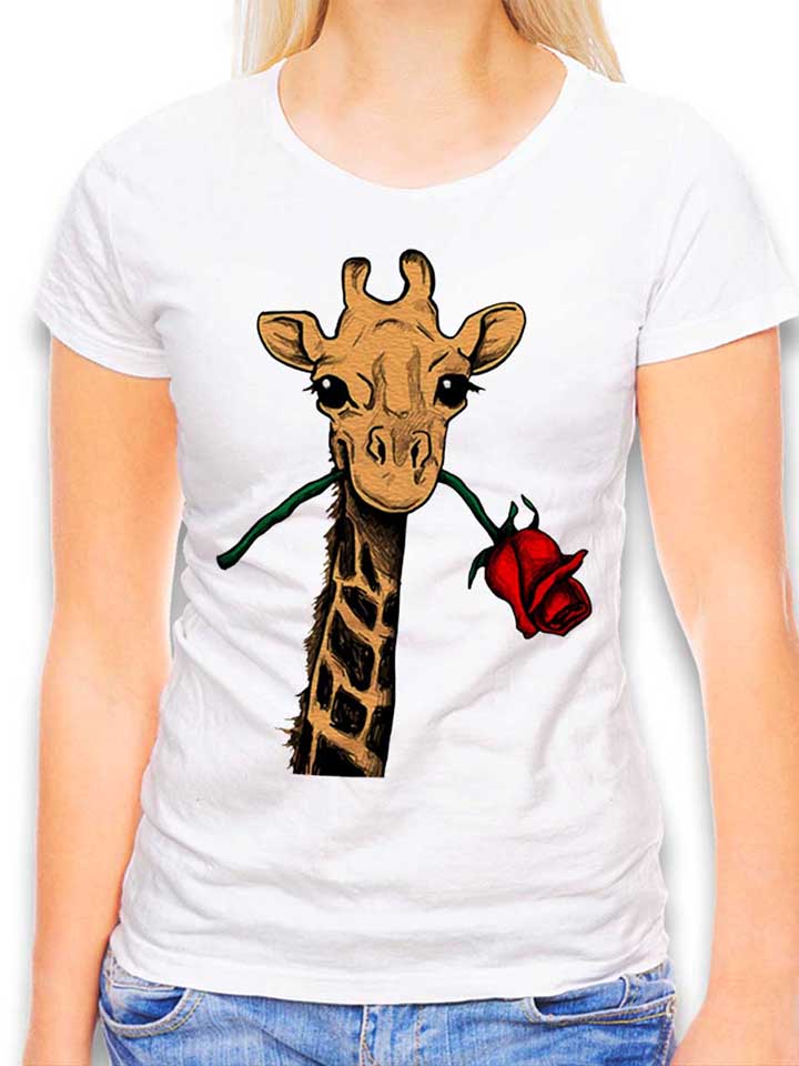 Giraffe Rose Womens T-Shirt white XL