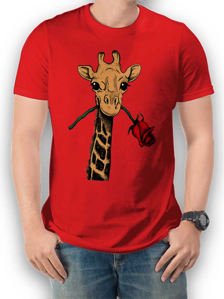 Giraffe Rose T-Shirt rot L