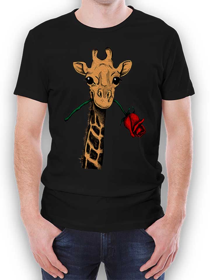 Giraffe Rose Kinder T-Shirt schwarz 110 / 116
