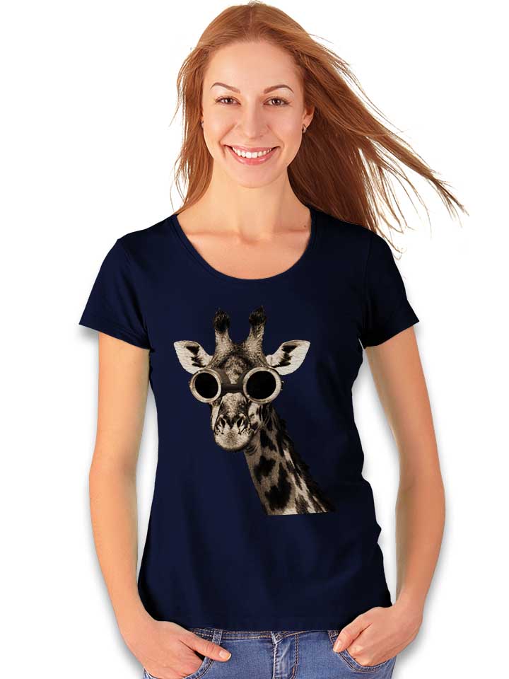 giraffe-with-sunglas-damen-t-shirt dunkelblau 2