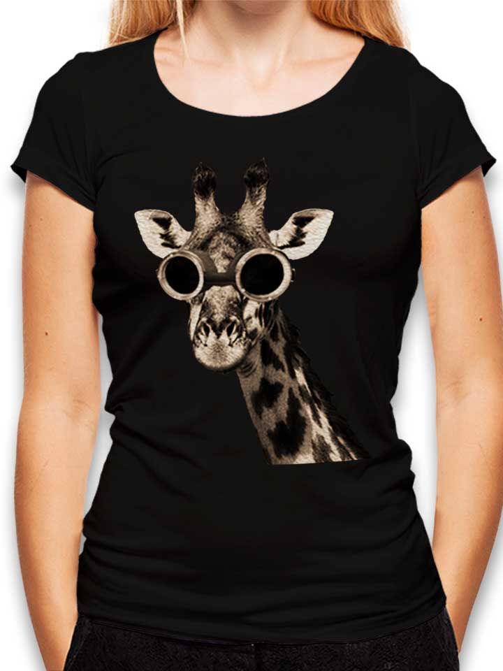 giraffe-with-sunglas-damen-t-shirt schwarz 1