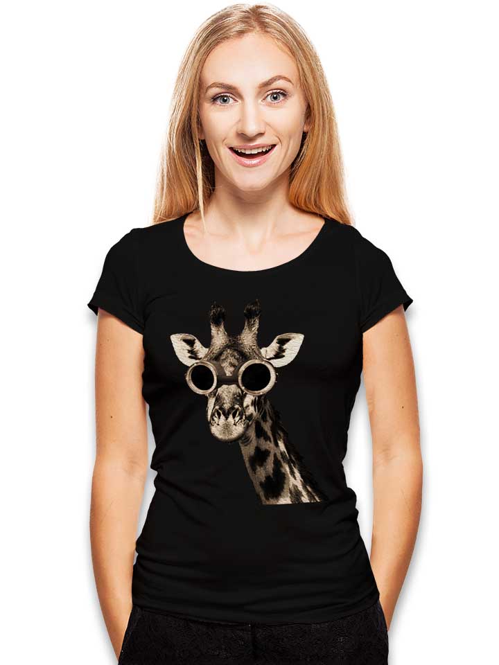 giraffe-with-sunglas-damen-t-shirt schwarz 2