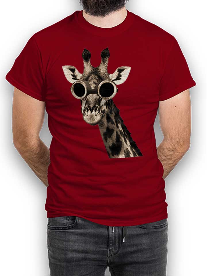 Giraffe With Sunglas T-Shirt bordeaux L