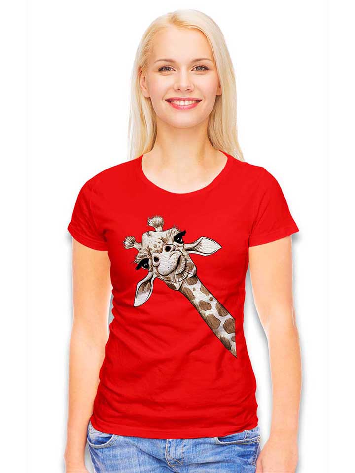 giraffe-damen-t-shirt rot 2