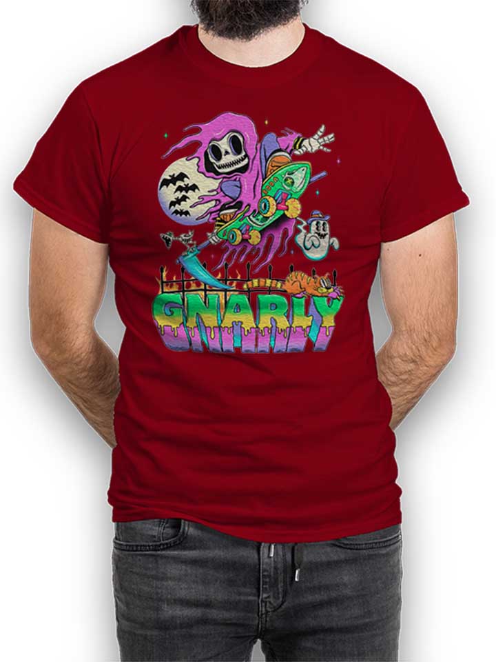 Gnarly Skater T-Shirt maroon L