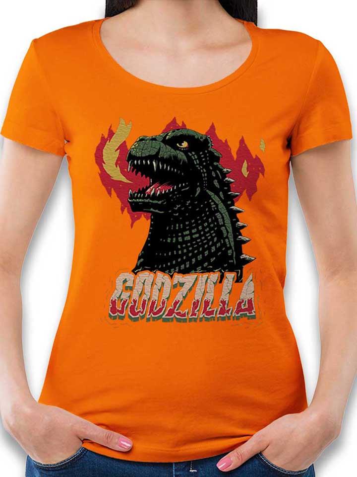 godzilla-damen-t-shirt orange 1