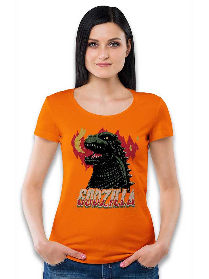godzilla-damen-t-shirt orange 2