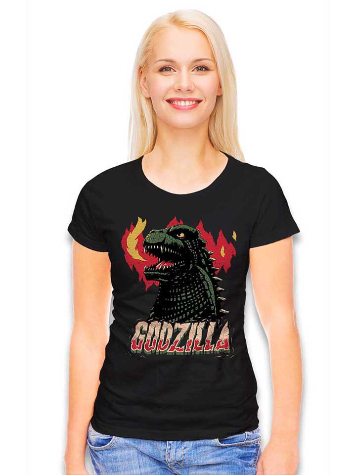 godzilla-damen-t-shirt schwarz 2