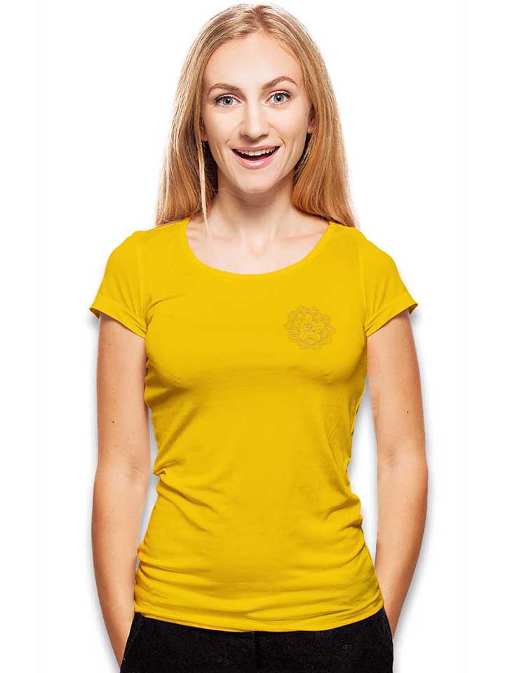 golden-om-mandala-chest-print-damen-t-shirt gelb 2