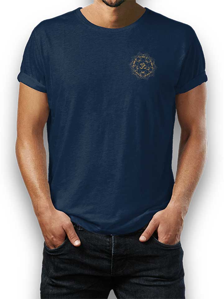 Golden Om Mandala Chest Print T-Shirt dunkelblau L