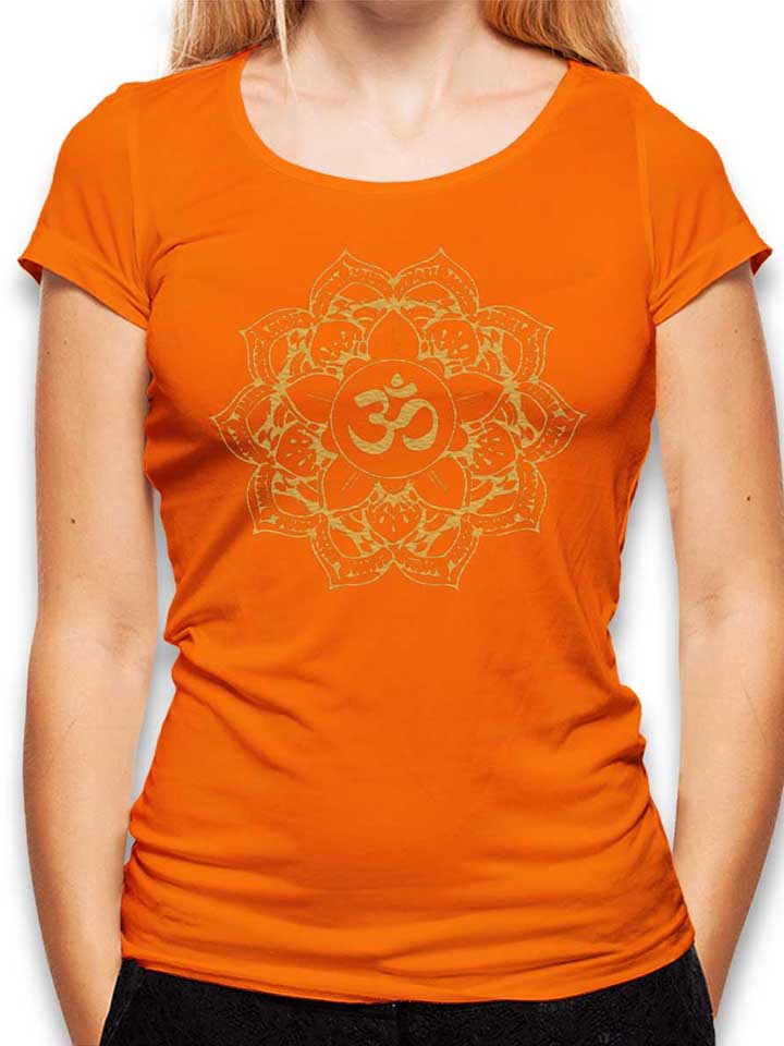golden-om-mandala-damen-t-shirt orange 1
