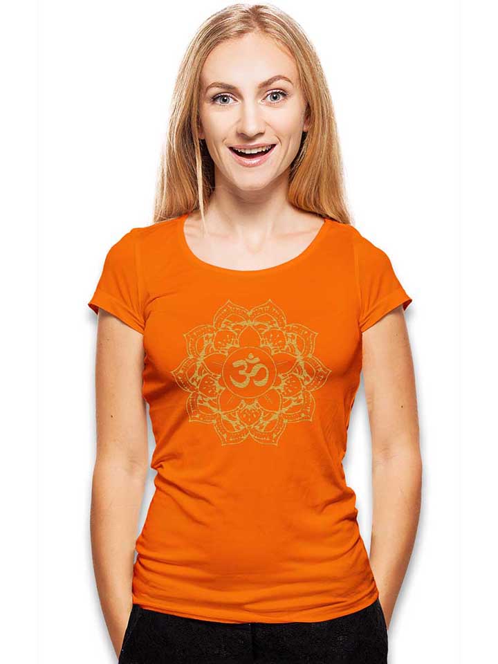 golden-om-mandala-damen-t-shirt orange 2