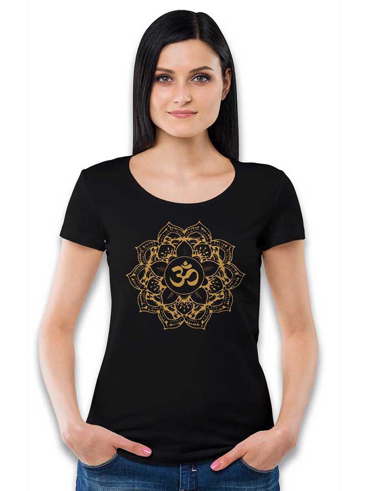 golden-om-mandala-damen-t-shirt schwarz 2