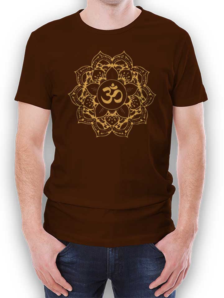 Golden Om Mandala T-Shirt brown L
