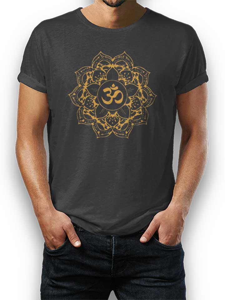 Golden Om Mandala T-Shirt gris-fonc L