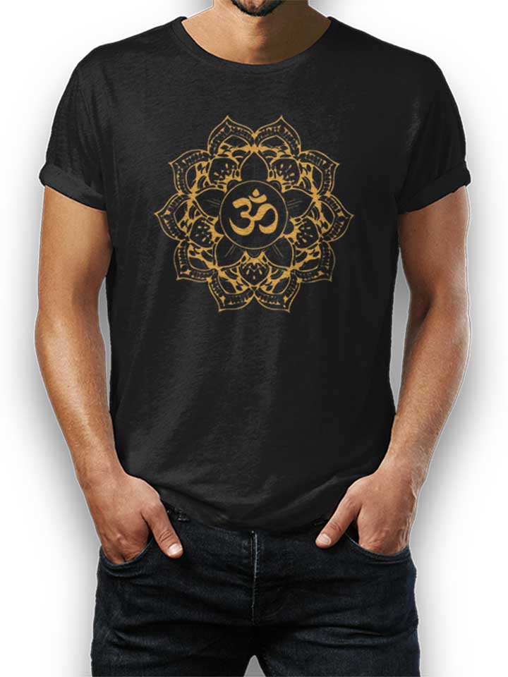 Golden Om Mandala T-Shirt schwarz L