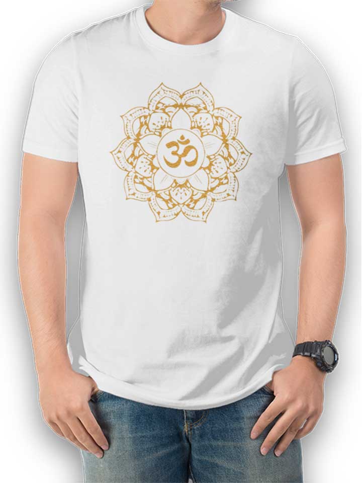 Golden Om Mandala T-Shirt weiss L