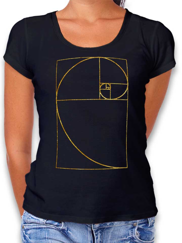 Golden Ratio Sacred Fibonacci Spiral Damen T-Shirt schwarz L