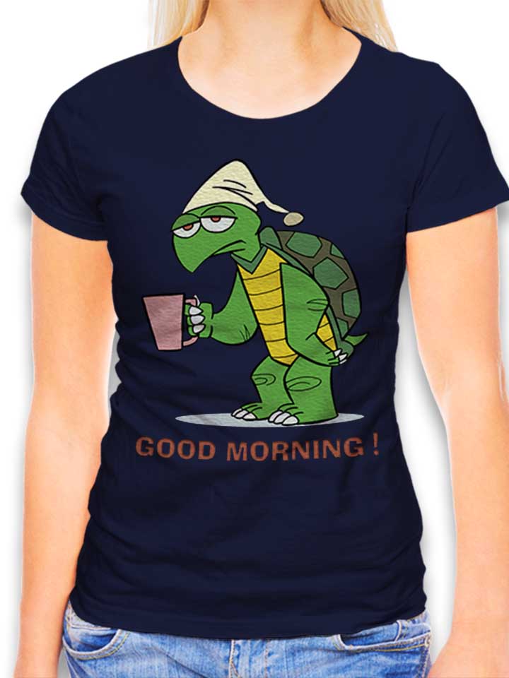 Good Morning Turtle Damen T-Shirt dunkelblau L