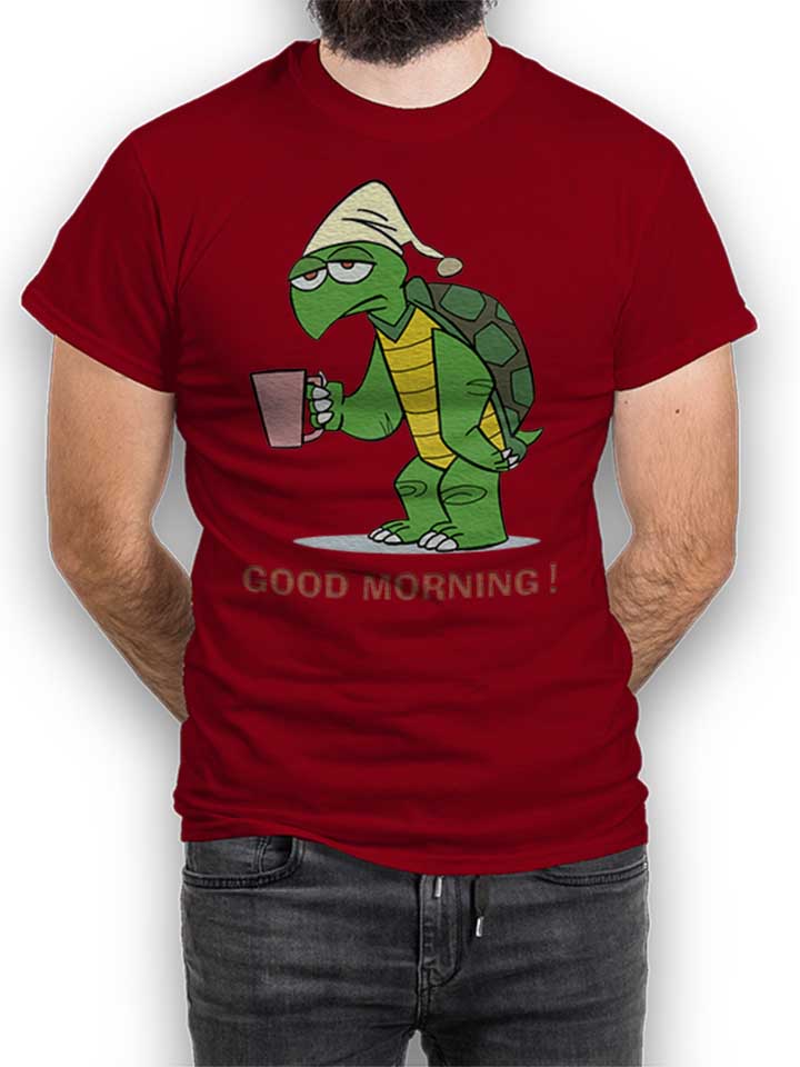 Good Morning Turtle Camiseta burdeos L