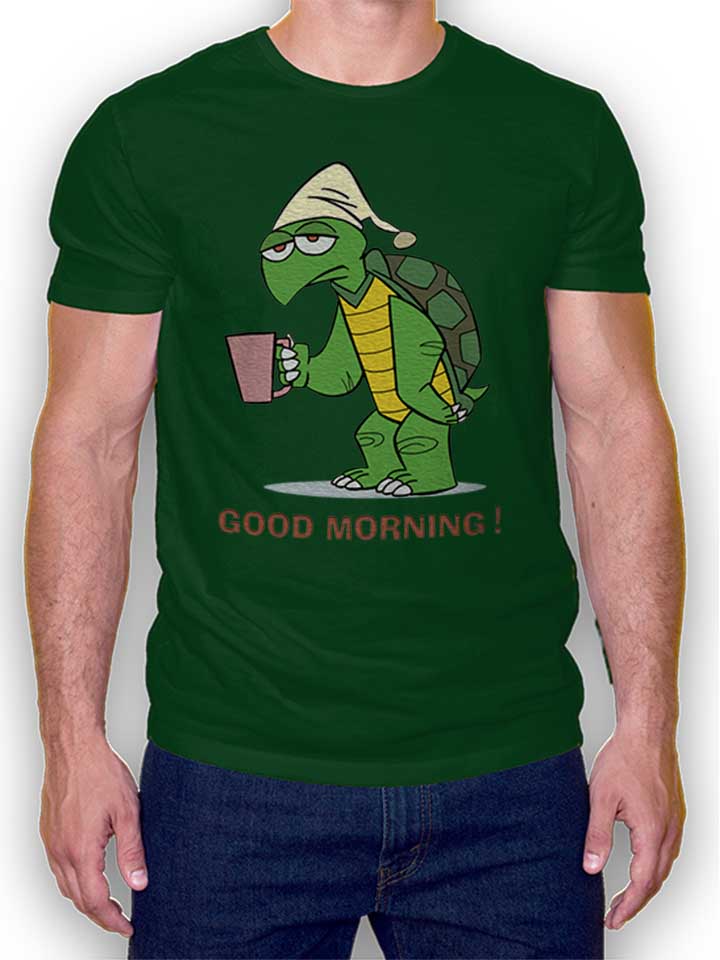 Good Morning Turtle T-Shirt dark-green L