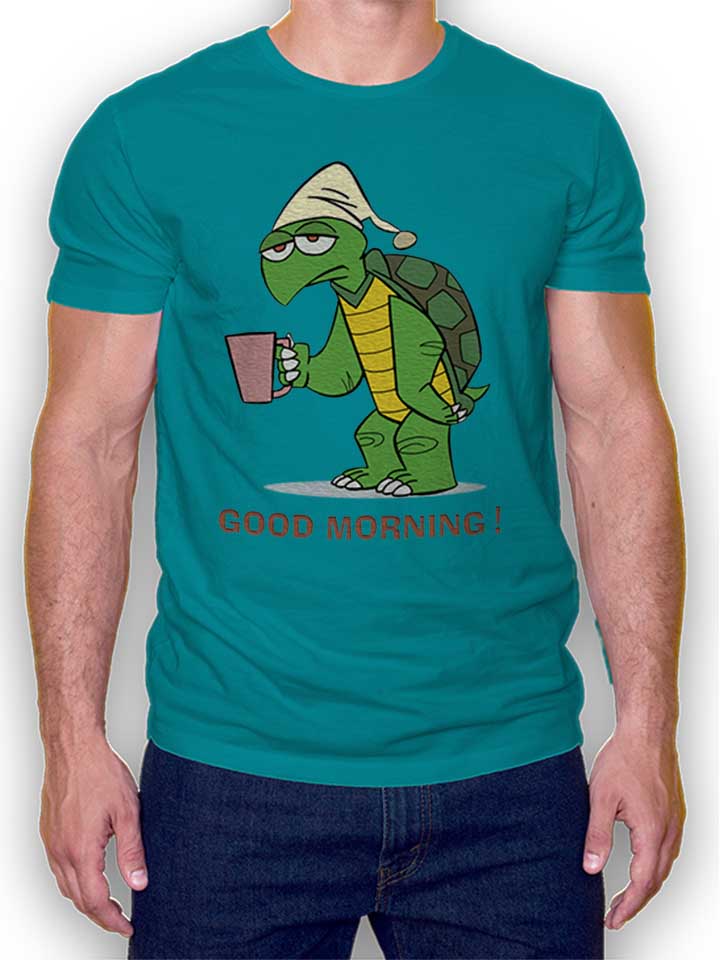 Good Morning Turtle T-Shirt turchese L