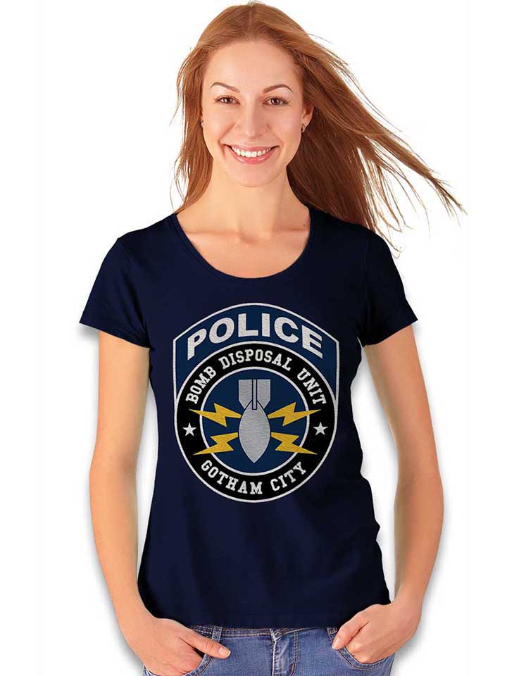 gotham-city-police-bomb-disposal-unit-damen-t-shirt dunkelblau 2