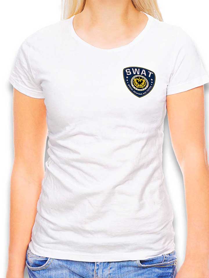 gotham-city-police-swat-chest-print-damen-t-shirt weiss 1