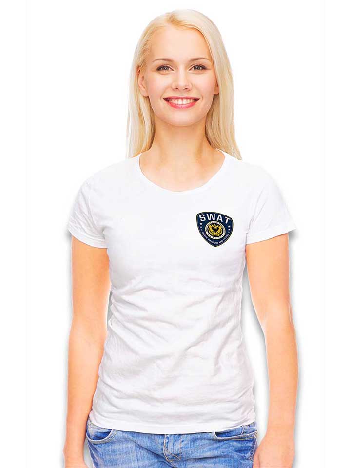 gotham-city-police-swat-chest-print-damen-t-shirt weiss 2