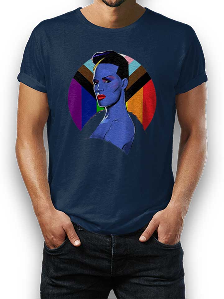 Grace Jones Pop Art T-Shirt dunkelblau L