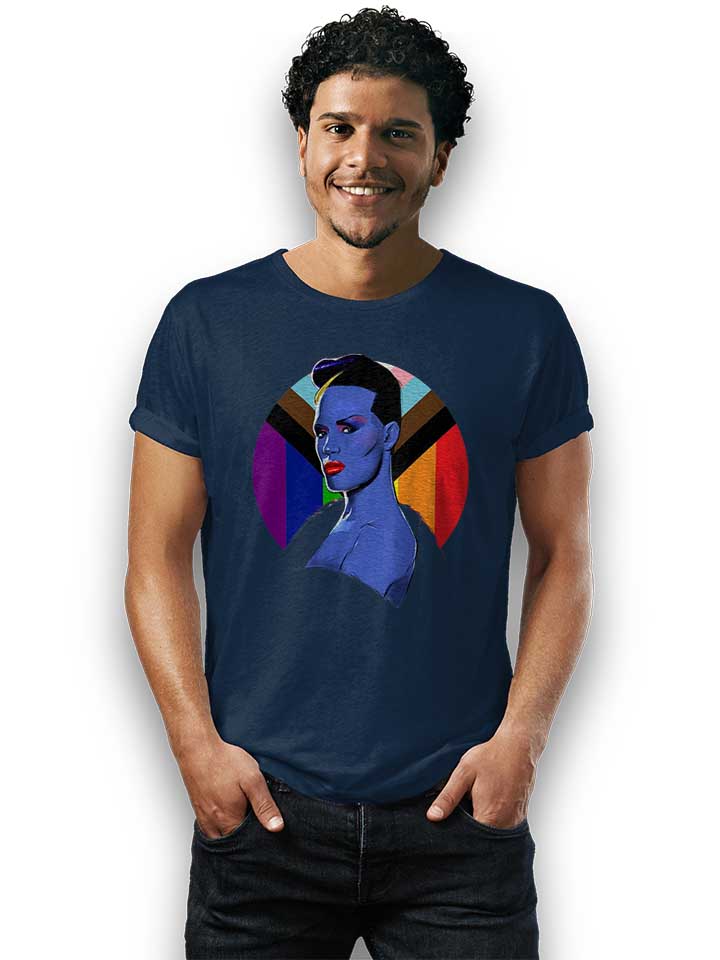 grace-jones-pop-art-t-shirt dunkelblau 2