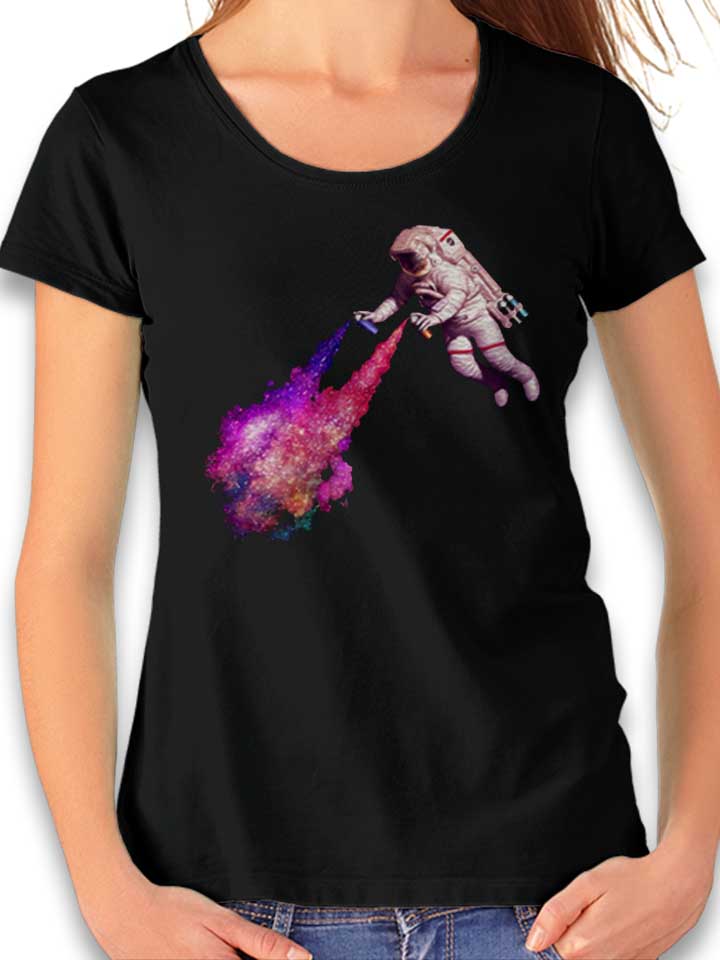 Graffiti Astronaut Damen T-Shirt schwarz L