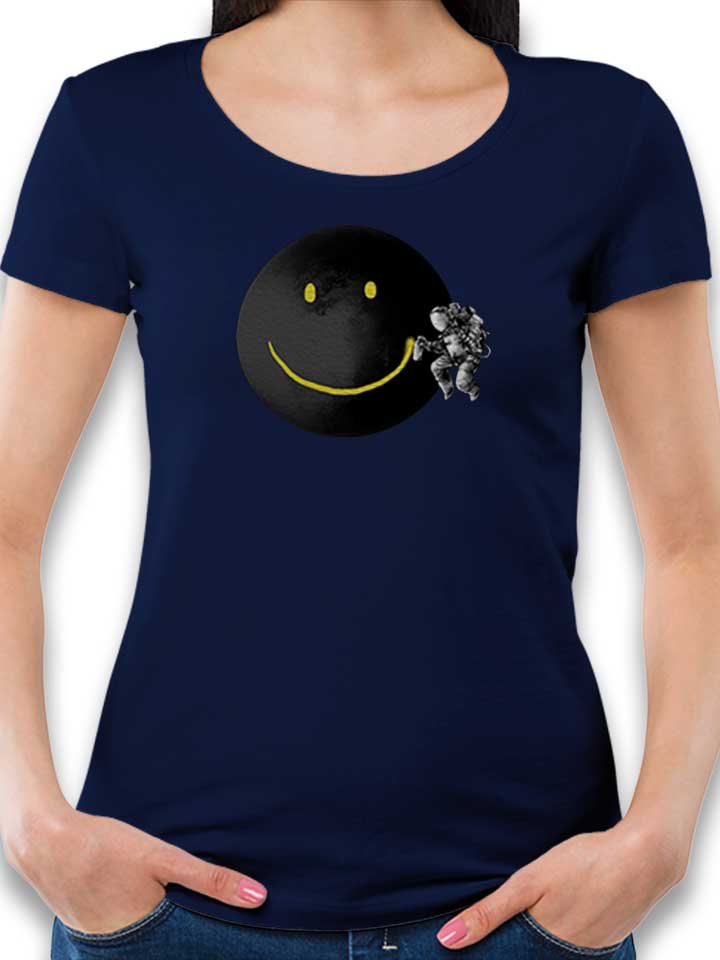 Graffiti Moon Astronaut Damen T-Shirt dunkelblau L