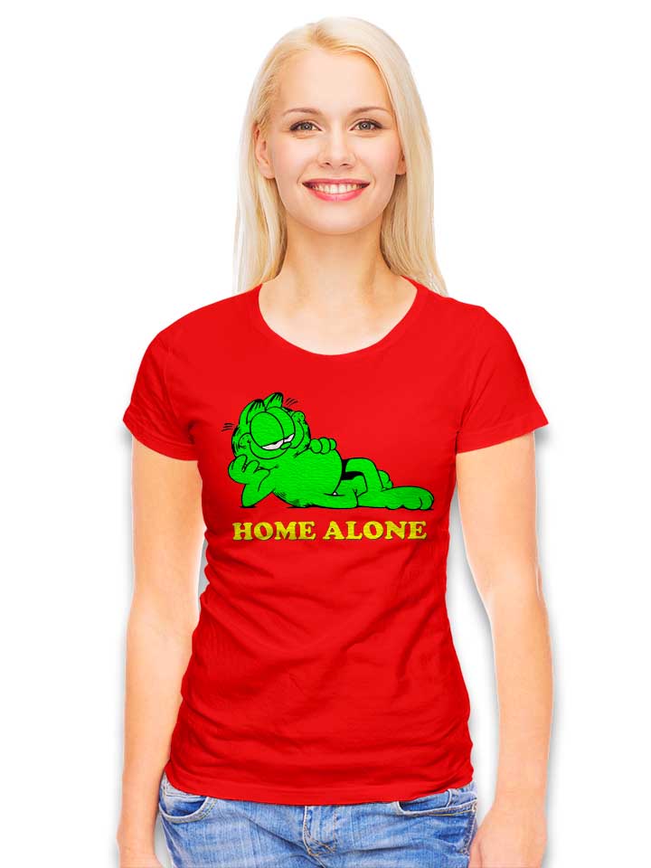green-garfield-home-alone-damen-t-shirt rot 2