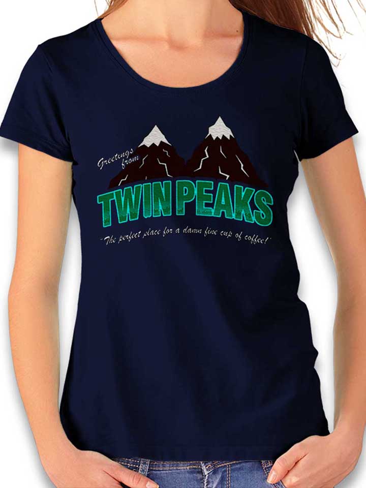Greeting Twin Peaks Damen T-Shirt dunkelblau L
