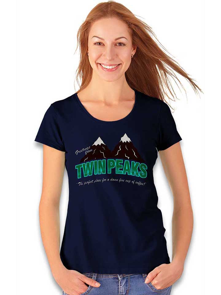 greeting-twin-peaks-damen-t-shirt dunkelblau 2