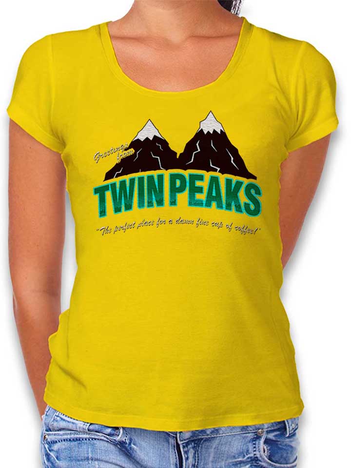 greeting-twin-peaks-damen-t-shirt gelb 1