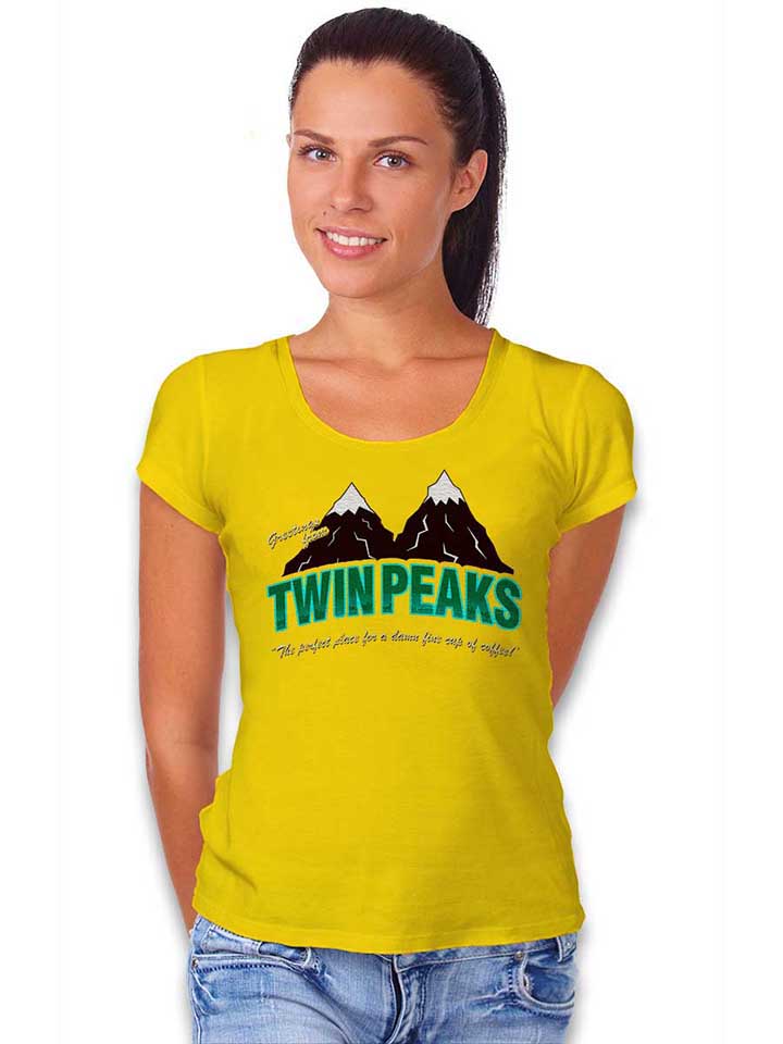greeting-twin-peaks-damen-t-shirt gelb 2