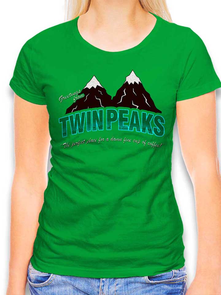 greeting-twin-peaks-damen-t-shirt gruen 1
