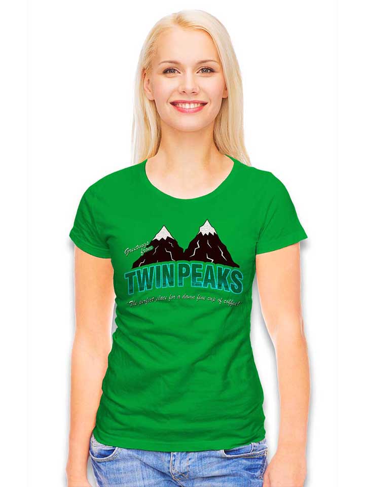 greeting-twin-peaks-damen-t-shirt gruen 2