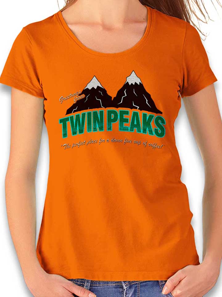 greeting-twin-peaks-damen-t-shirt orange 1