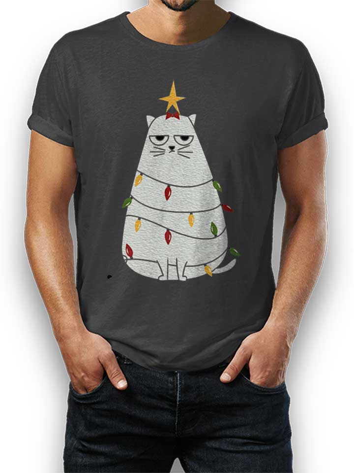 Grumpy Christmas Cat T-Shirt dunkelgrau L