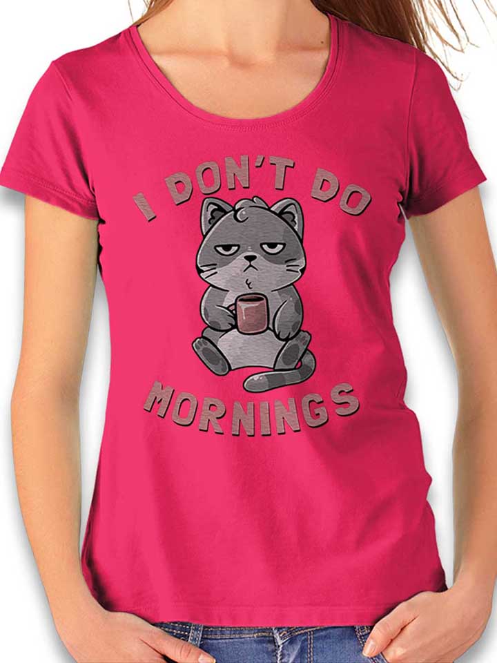 Grumpy Coffee Cat Damen T-Shirt fuchsia L