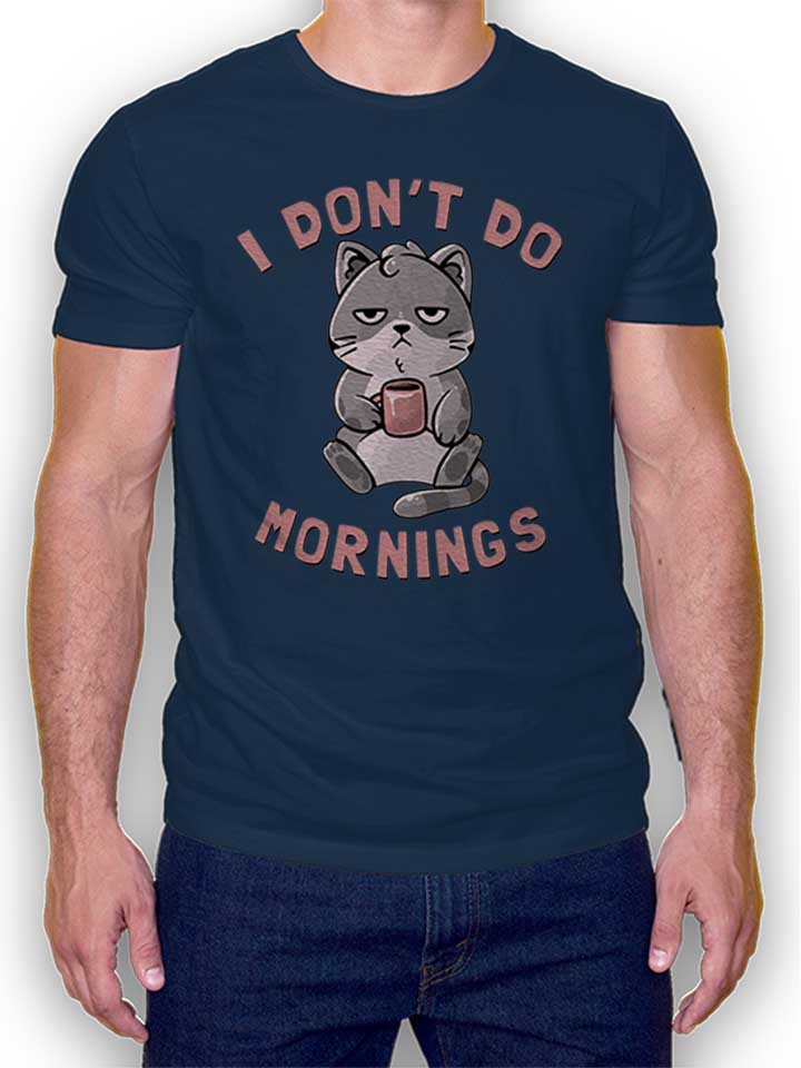 Grumpy Coffee Cat T-Shirt dunkelblau L