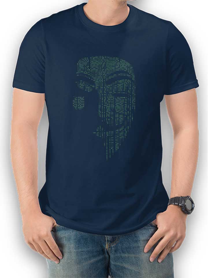 Guy Fawkes Binary T-Shirt bleu-marine L