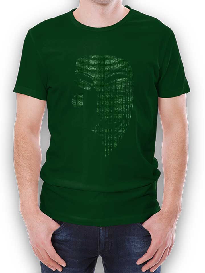 Guy Fawkes Binary T-Shirt verde-scuro L
