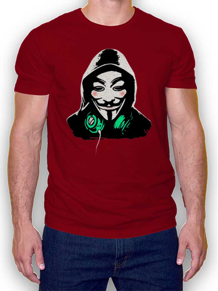 Guy Fawkes Dj T-Shirt bordeaux L